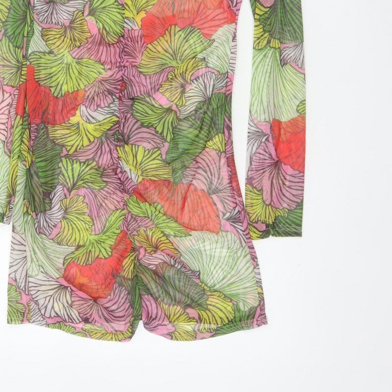 Missguided Women Multicoloured Floral Mesh Wrap Dress UK 12
