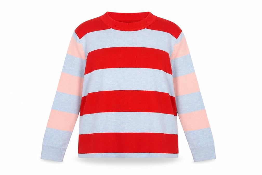 Marks and Spencer Women Red Grey Pink Striped Pullover Jumper UK 18