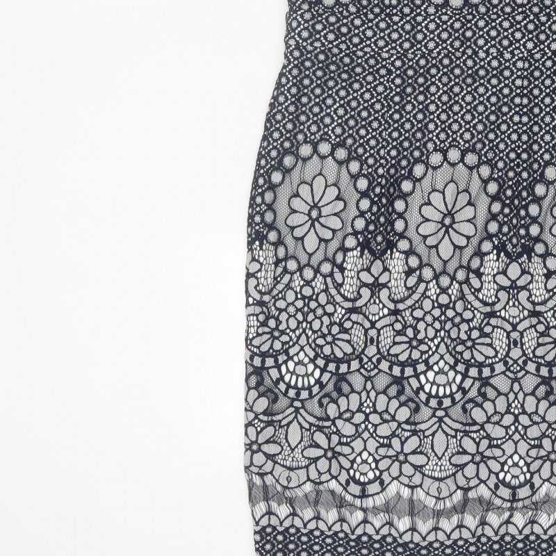 Phase Eight Women Blue UK 10 Floral Lace Pencil Knee Dress