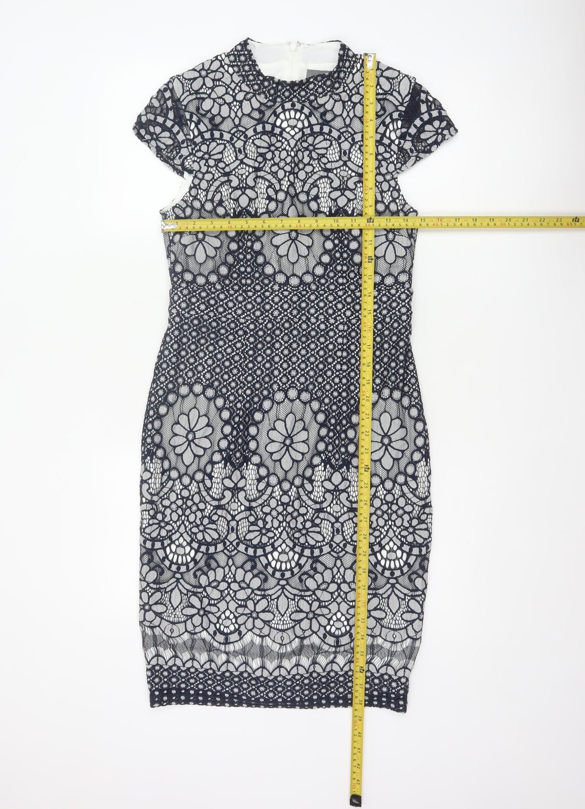 Phase Eight Women Blue UK 10 Floral Lace Pencil Knee Dress