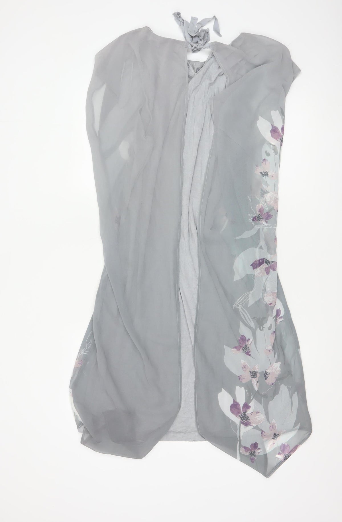RJR John Rocha Women Grey Floral Beaded Chiffon Kaftan Dress UK 14