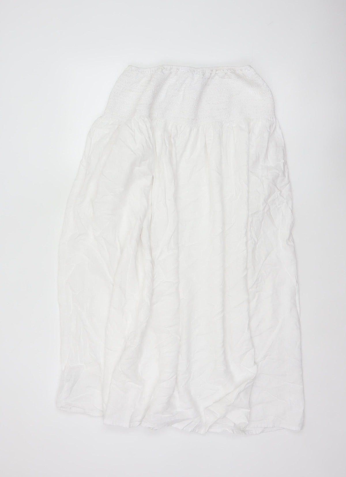 Marks & Spencer Women White Size 16 Long Peasant Maxi Skirt Linen Blend