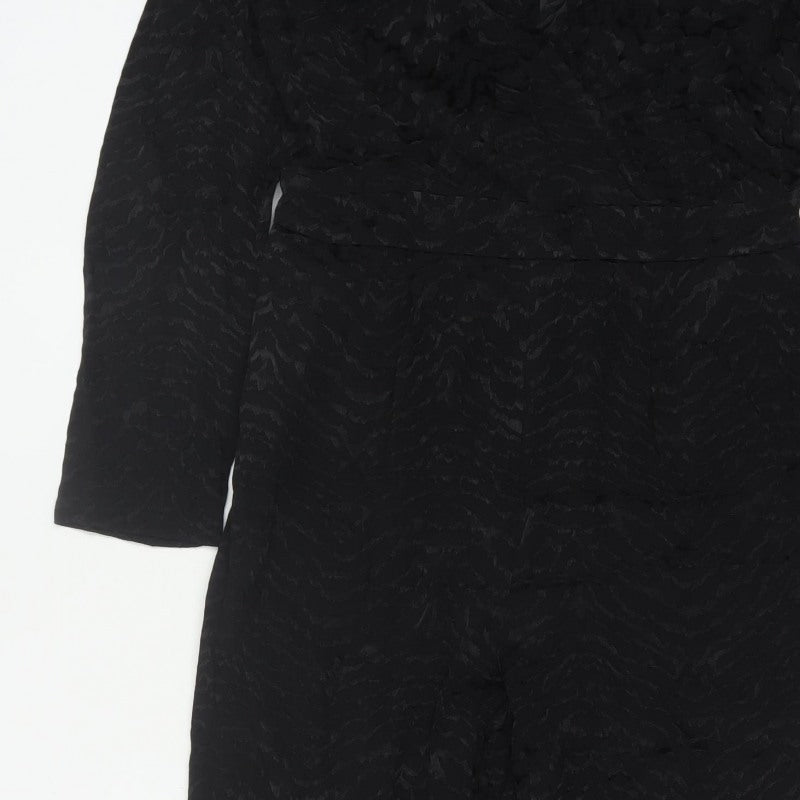 Marks and Spencer Women Black UK 12 Textured V-Neck Jumpsuit