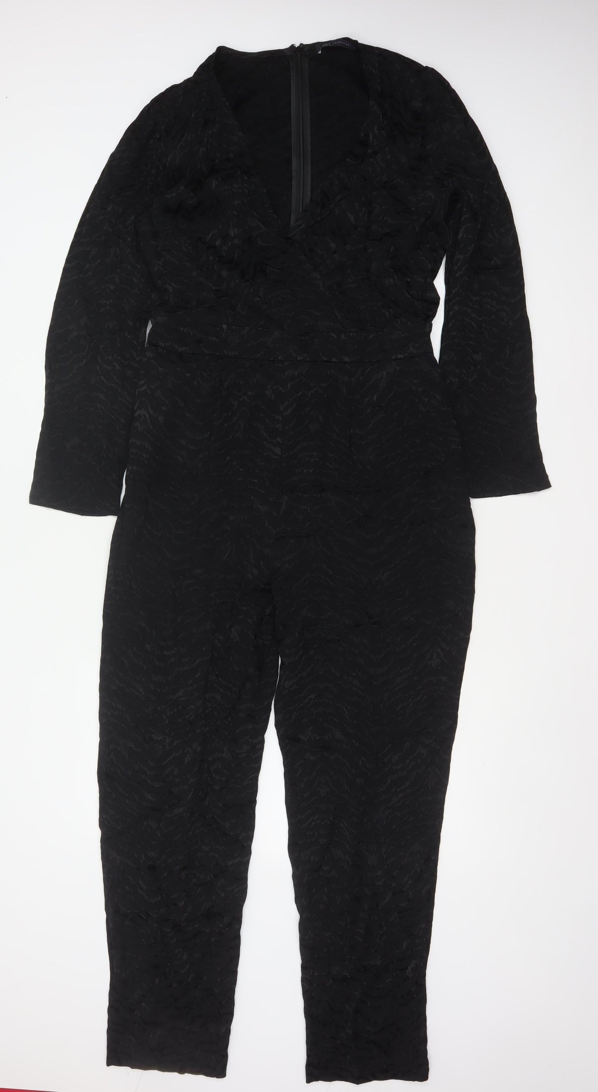 Marks and Spencer Women Black UK 12 Textured V-Neck Jumpsuit