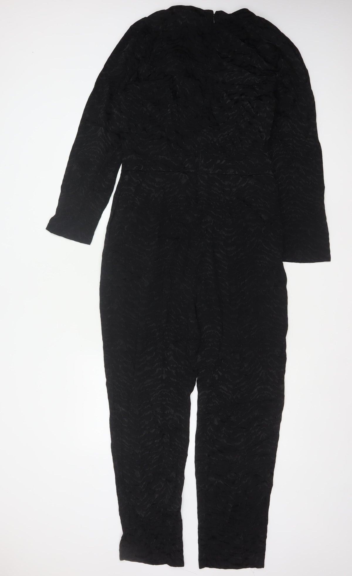 Marks and Spencer Women Black UK 12 Textured V-Neck Jumpsuit