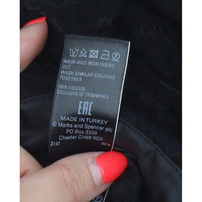 Marks and Spencer Women Black UK 12 Textured V-Neck Jumpsuit