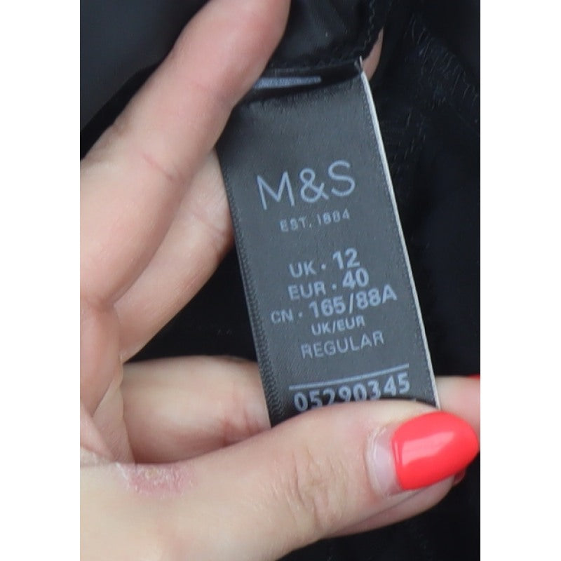 Marks and Spencer Women Black UK 12 Textured V-Neck Jumpsuit