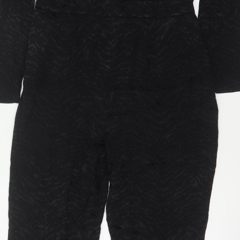 Marks and Spencer Women Black UK 12 Textured V-Neck Jumpsuit