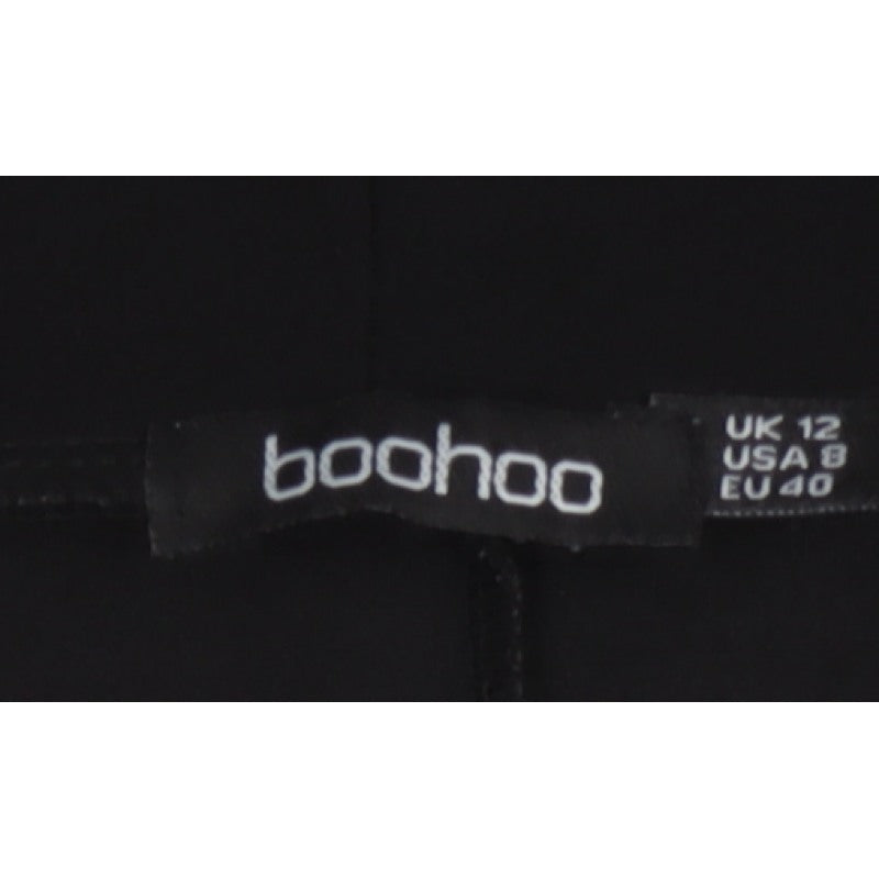 Boohoo Women’s Black UK 12 Long Belted Open Overcoat