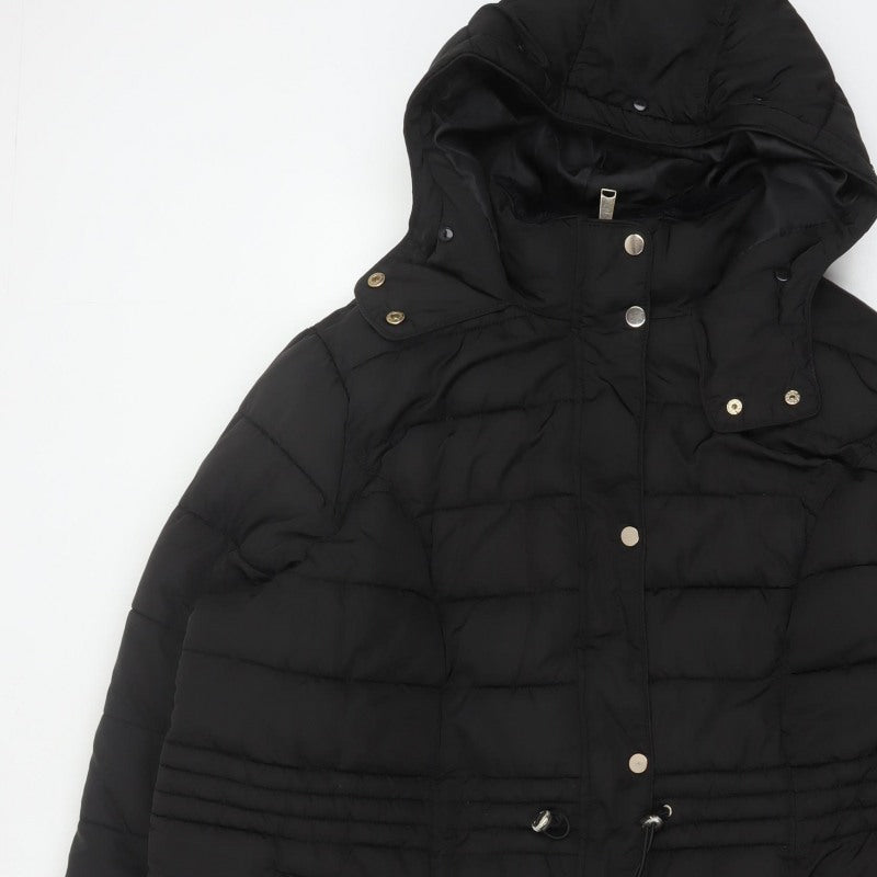 New Look Curves Women Black UK 24 Hooded Quilted Puffer Coat