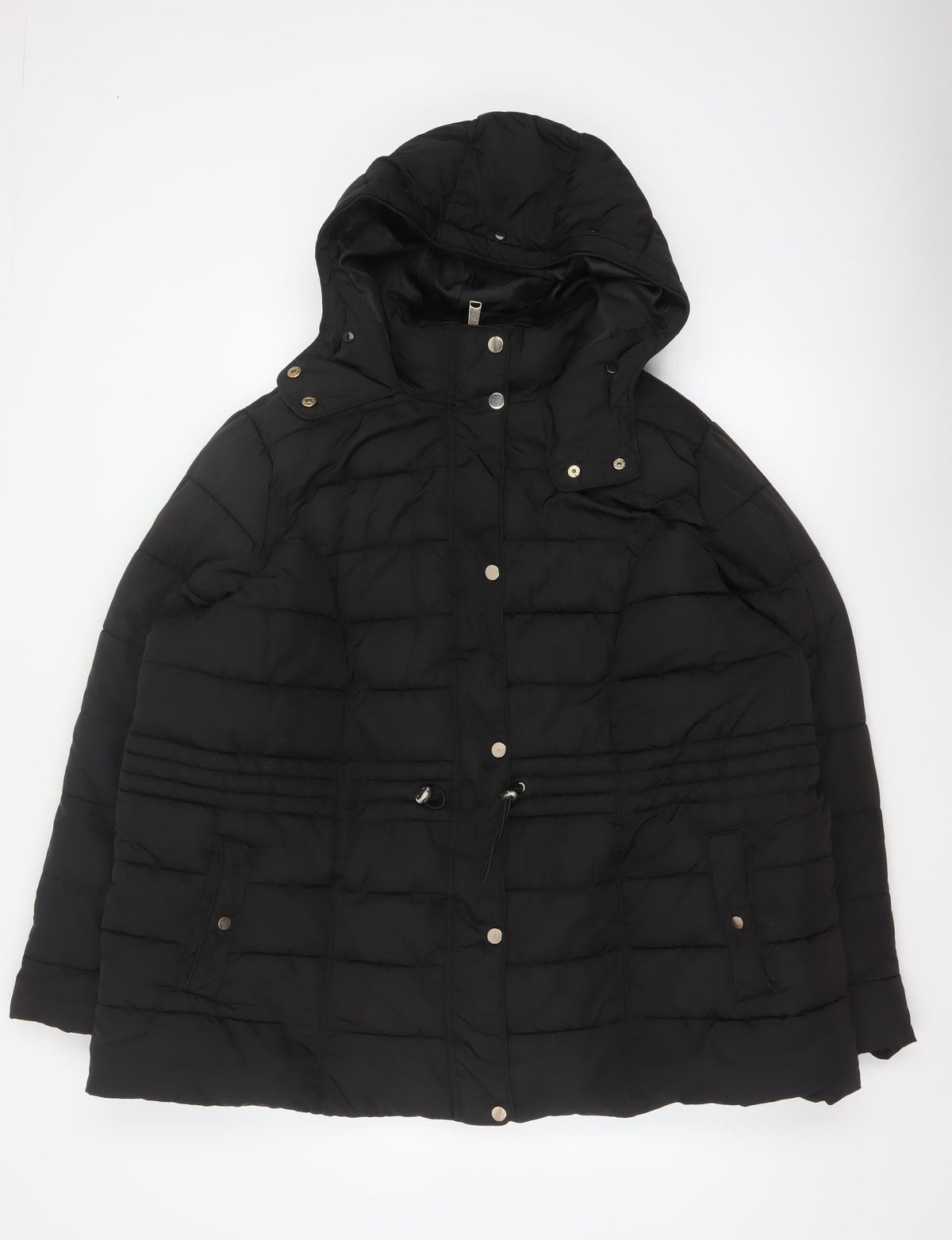 New Look Curves Women Black UK 24 Hooded Quilted Puffer Coat
