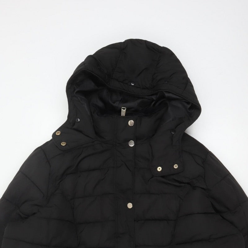 New Look Curves Women Black UK 24 Hooded Quilted Puffer Coat
