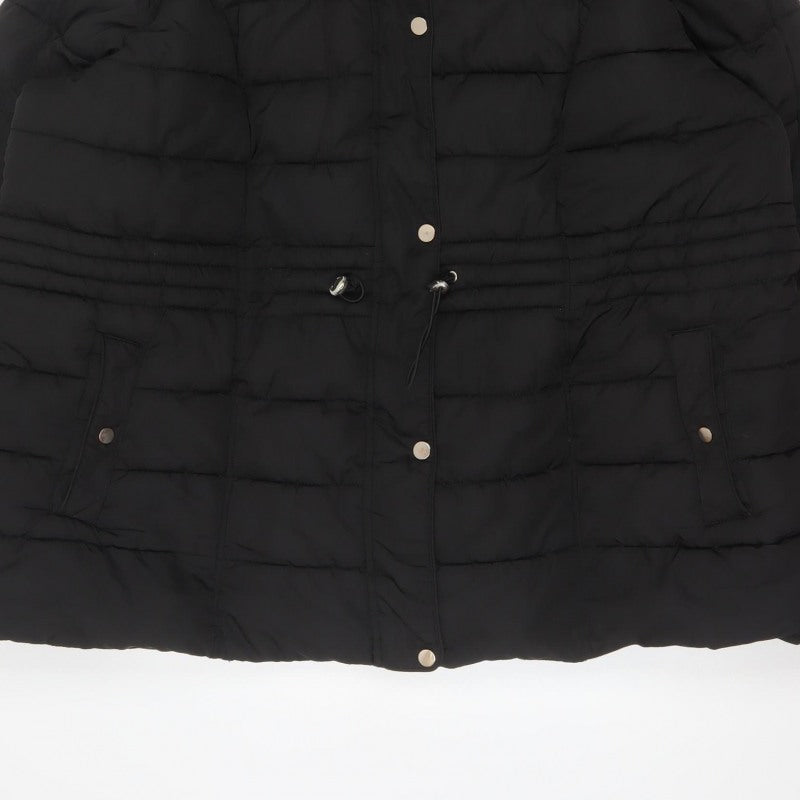 New Look Curves Women Black UK 24 Hooded Quilted Puffer Coat
