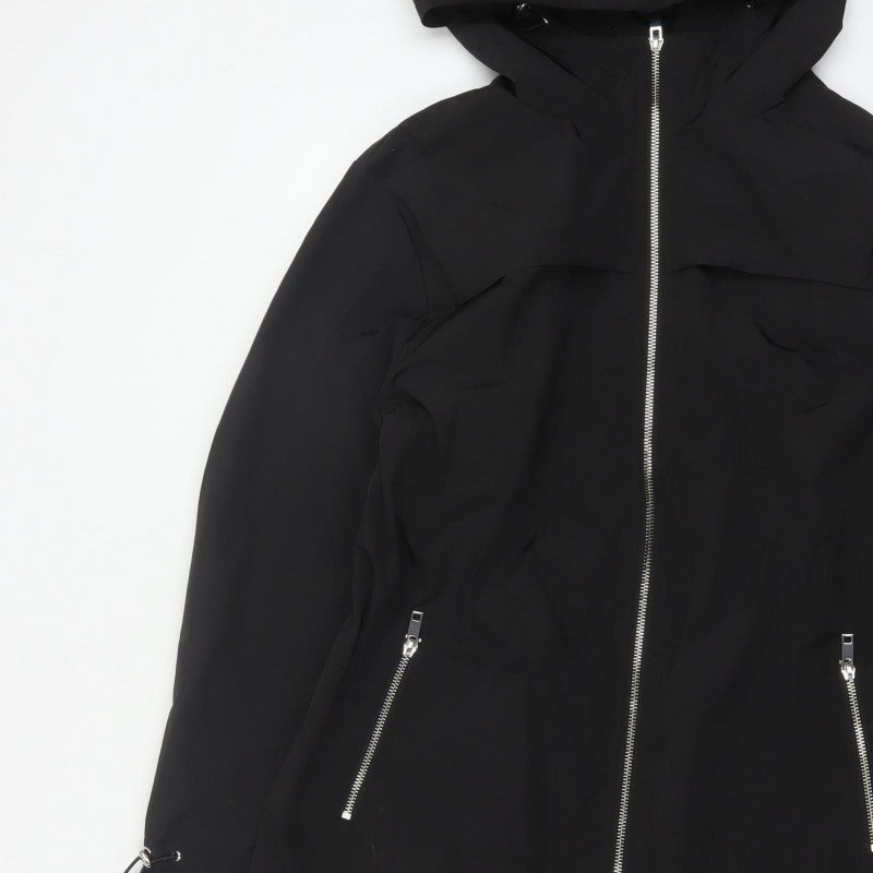 By Very Women's Black Size 12 Hooded Long Rain Coat Full Zip