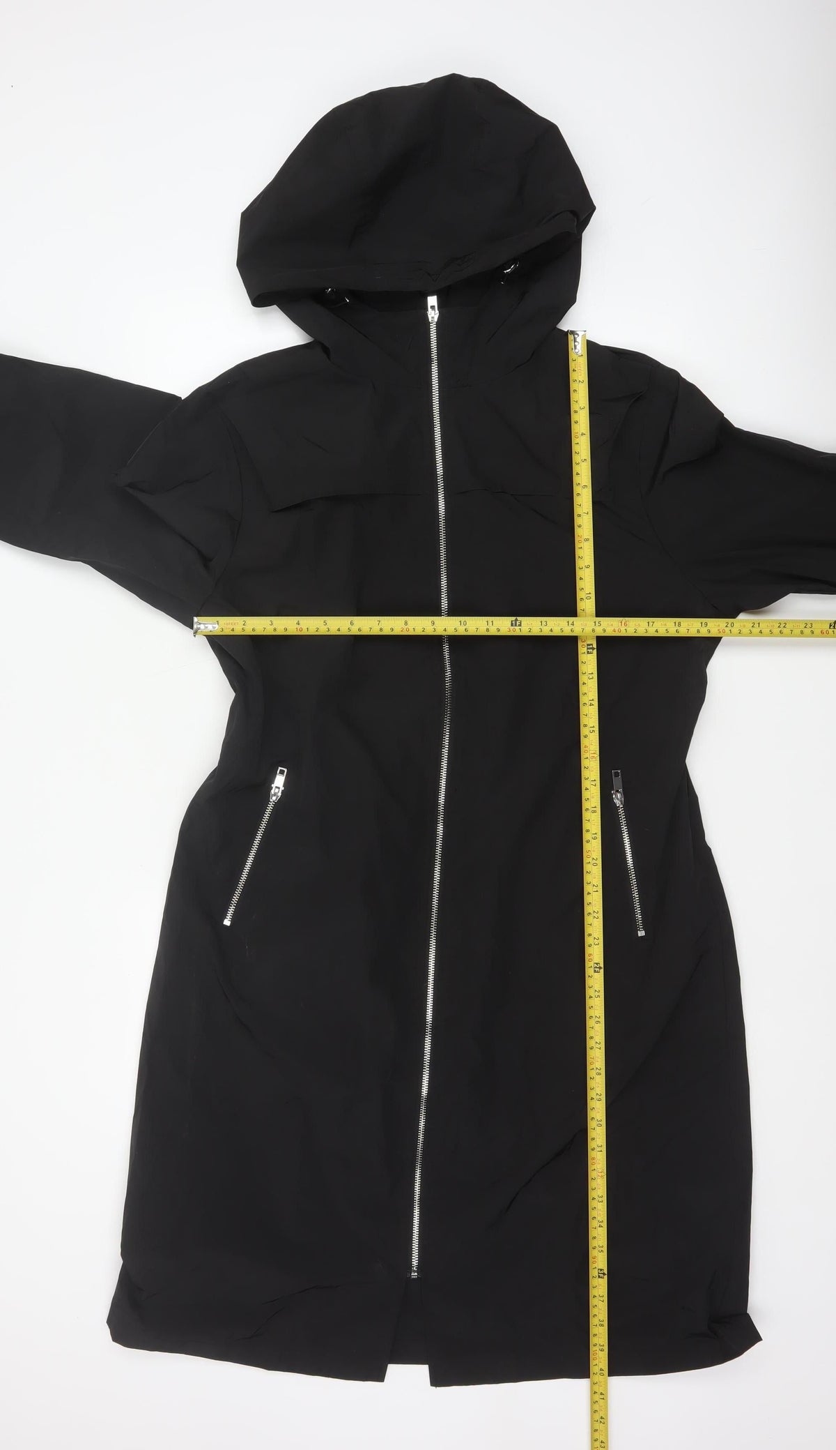 By Very Women's Black Size 12 Hooded Long Rain Coat Full Zip