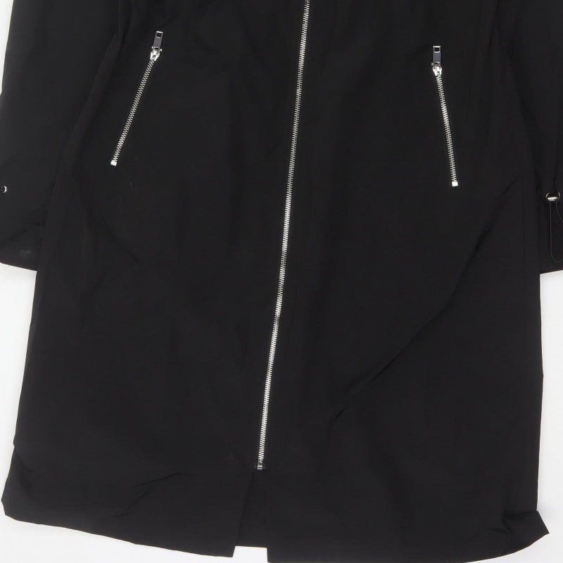 By Very Women's Black Size 12 Hooded Long Rain Coat Full Zip