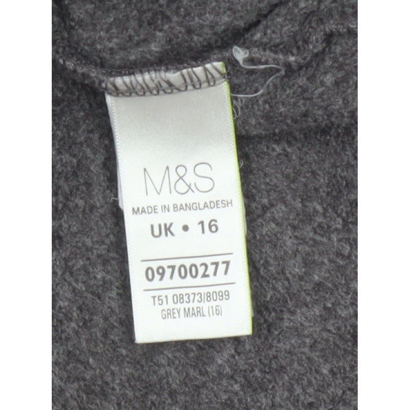 Marks and Spencer Women Grey Marl UK 16 Fleece Full Zip Jacket