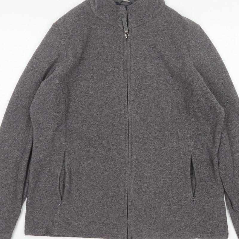 Marks and Spencer Women Grey Marl UK 16 Fleece Full Zip Jacket