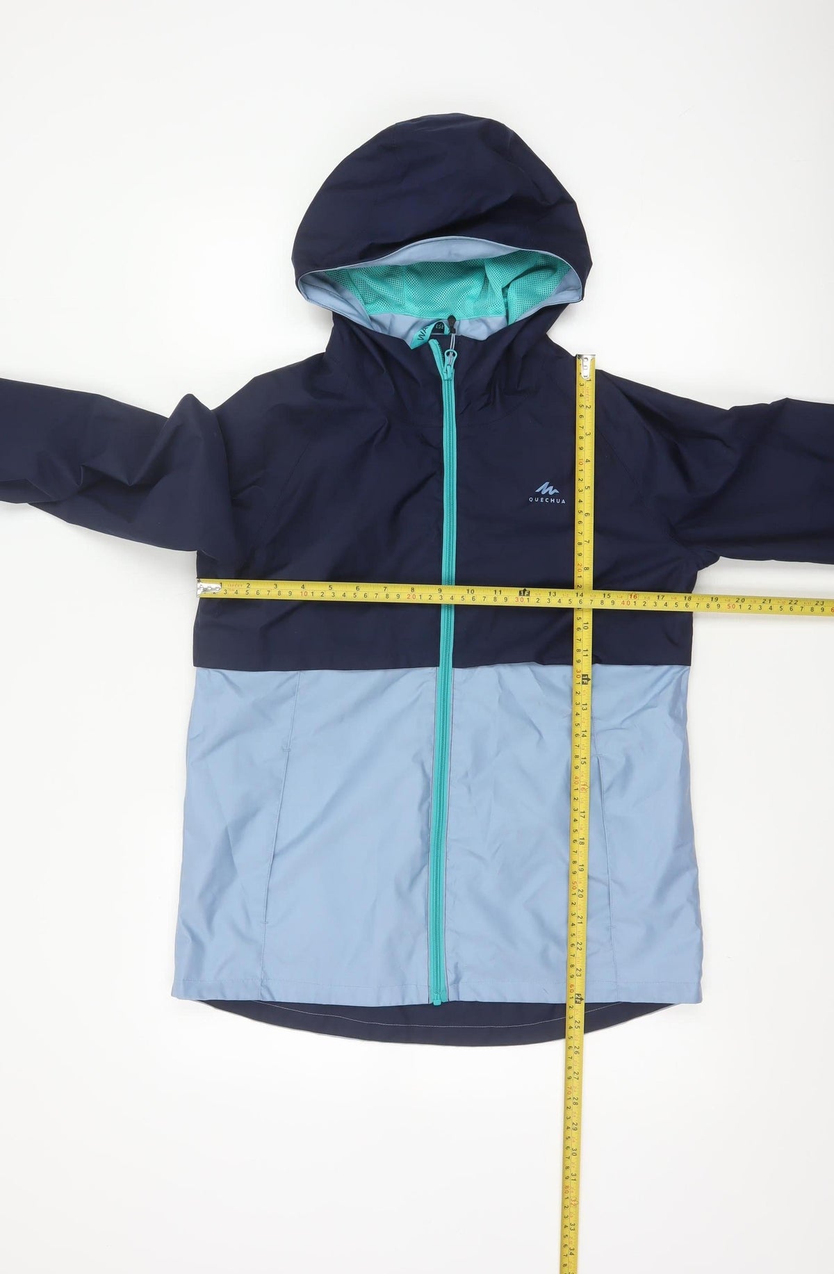 Quechua Boys Blue 14-15 Years Hooded Waterproof Windbreaker Jacket
