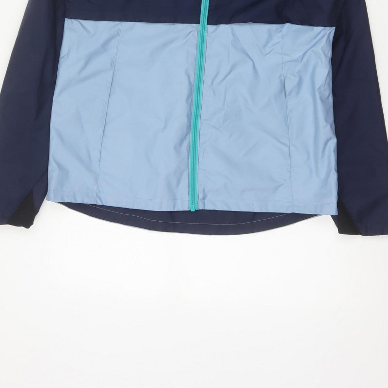 Quechua Boys Blue 14-15 Years Hooded Waterproof Windbreaker Jacket