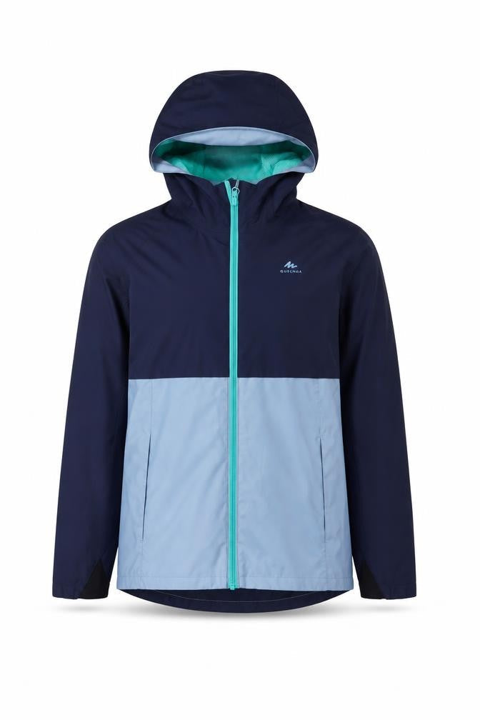 Quechua Boys Blue 14-15 Years Hooded Waterproof Windbreaker Jacket