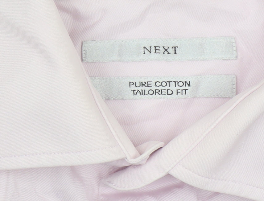 Next Men’s Pink 16in Tailored Fit Pure Cotton Formal Dress Shirt