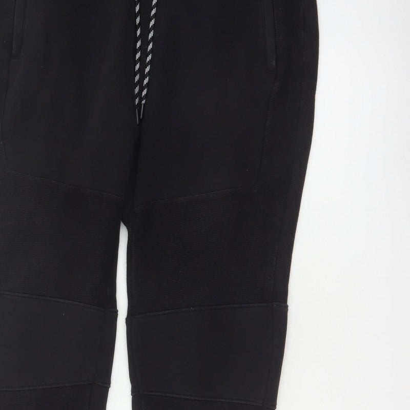 ISATH Mens Black M Slim Fit Cuffed Drawstring Jogger Trousers