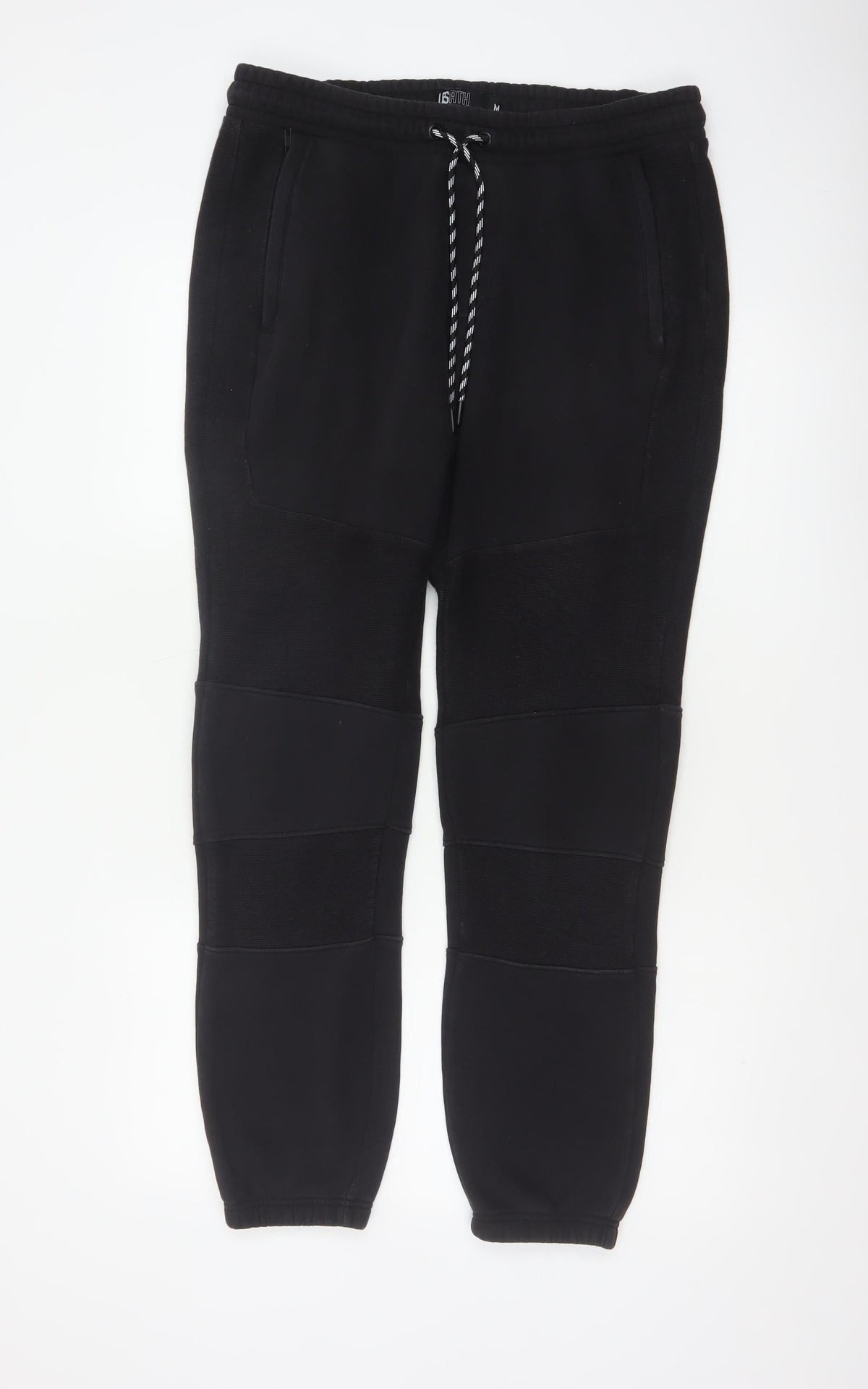 ISATH Mens Black M Slim Fit Cuffed Drawstring Jogger Trousers