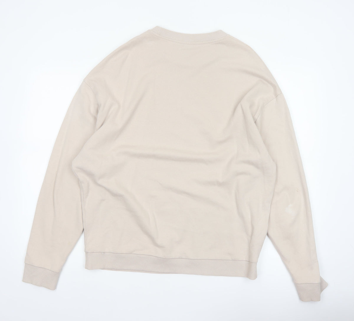 ASOS Design Men Beige M Graphic Print Crew Neck Pullover Sweatshirt