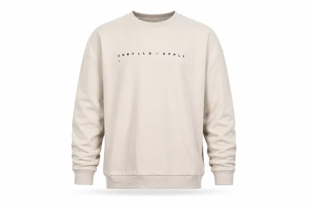 ASOS Design Men Beige M Graphic Print Crew Neck Pullover Sweatshirt
