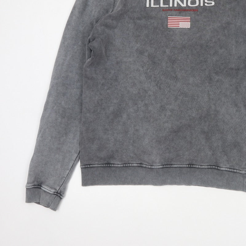 ASOS Design Men's Grey M Illinois USA Graphic Print Pullover Sweatshirt