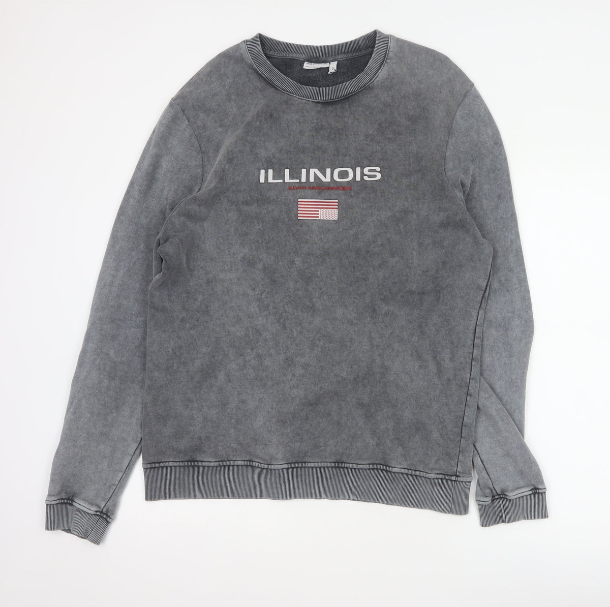 ASOS Design Men's Grey M Illinois USA Graphic Print Pullover Sweatshirt