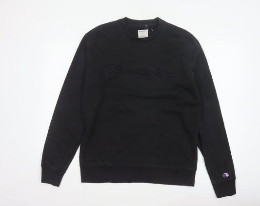 Champion Elite Men’s Black M Embroidered Logo Crew Neck Sweatshirt
