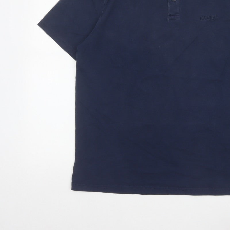 Levi's Men's Blue M Relaxed Fit Cotton Logo Short Sleeve Polo Shirt