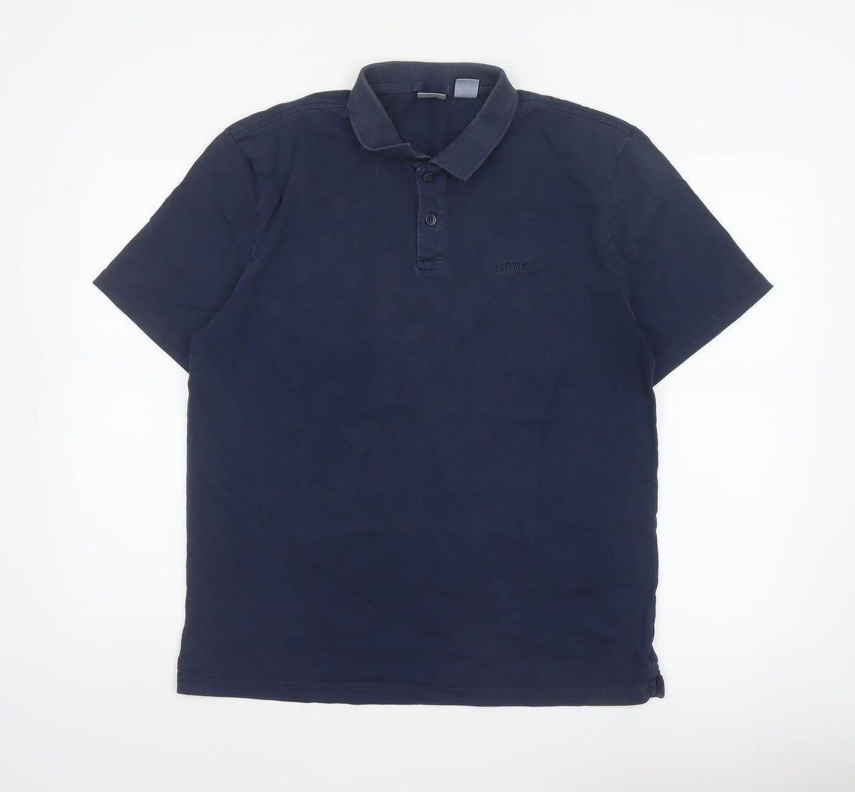 Levi's Men's Blue M Relaxed Fit Cotton Logo Short Sleeve Polo Shirt