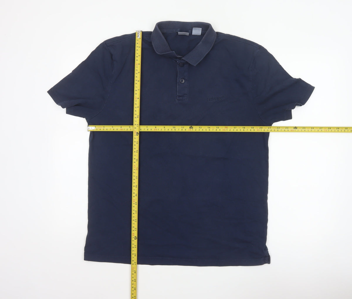 Levi's Men's Blue M Relaxed Fit Cotton Logo Short Sleeve Polo Shirt