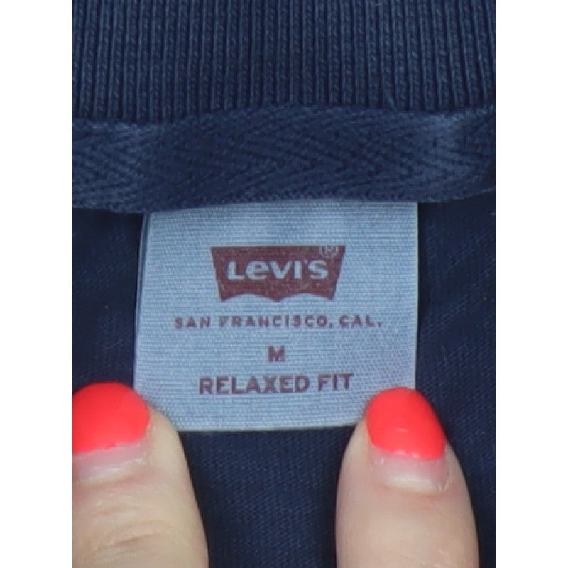 Levi's Men's Blue M Relaxed Fit Cotton Logo Short Sleeve Polo Shirt