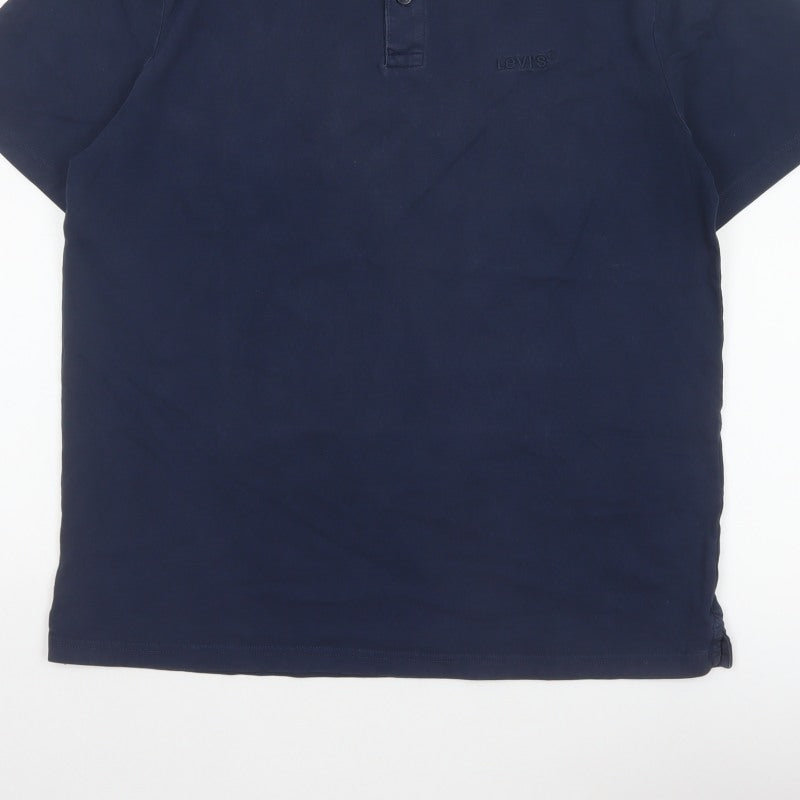 Levi's Men's Blue M Relaxed Fit Cotton Logo Short Sleeve Polo Shirt