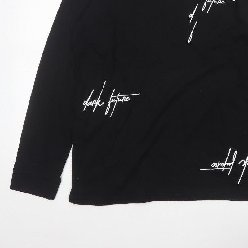 ASOS Men’s Black M Dark Future Graphic Print Long Sleeve Crew Neck Top