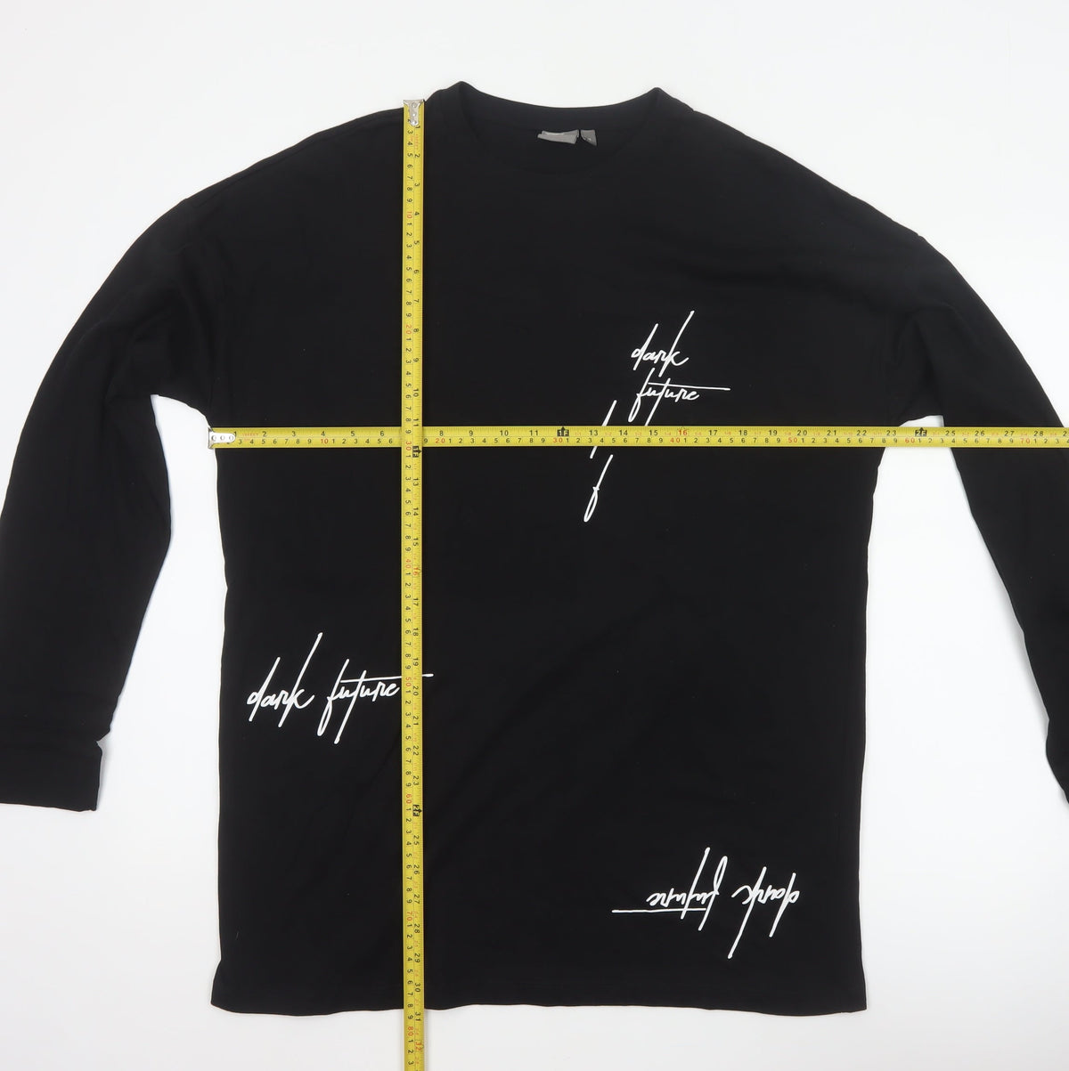 ASOS Men’s Black M Dark Future Graphic Print Long Sleeve Crew Neck Top