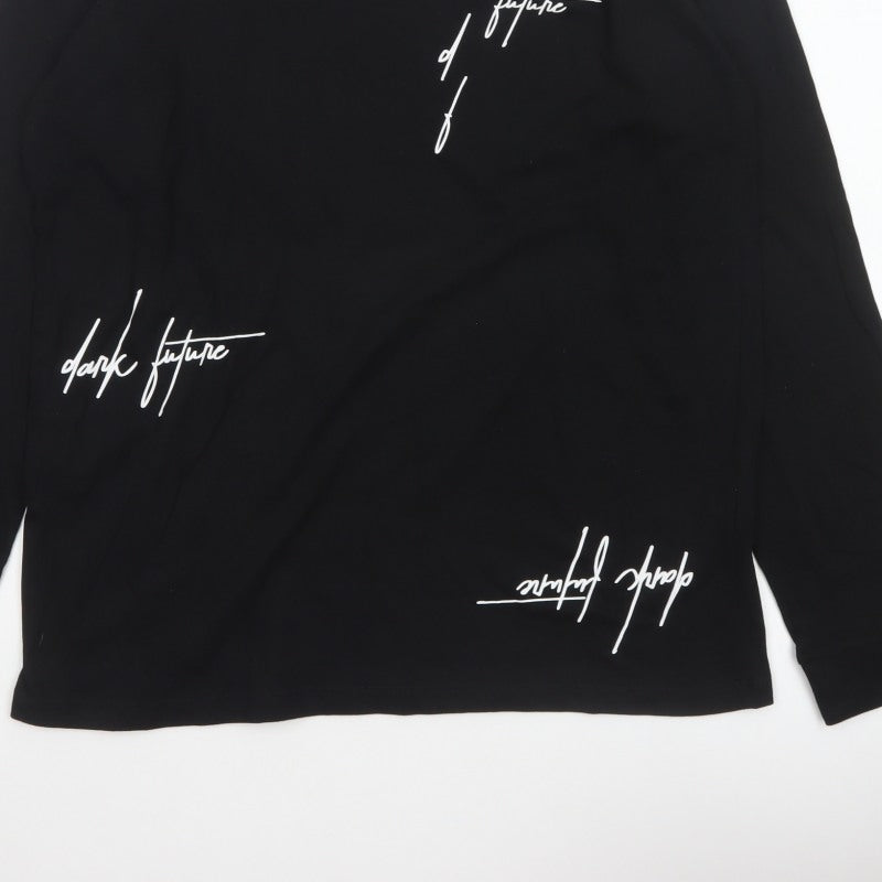 ASOS Men’s Black M Dark Future Graphic Print Long Sleeve Crew Neck Top