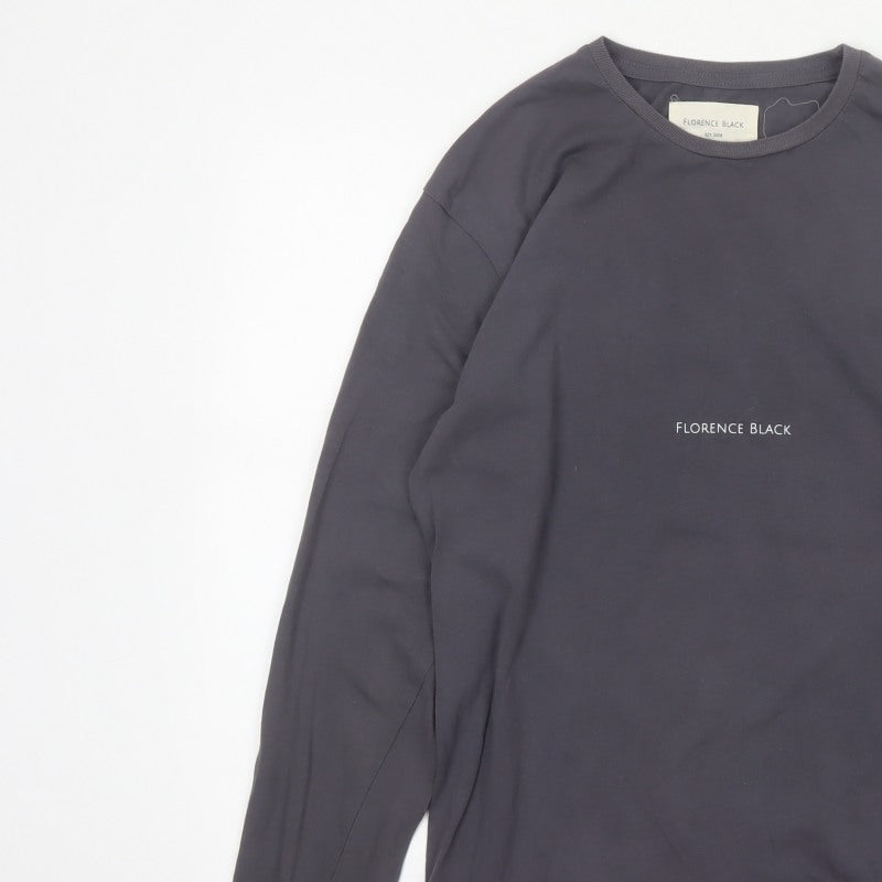 Florence Black Men’s Grey M Long Sleeve Logo Stretch T-Shirt