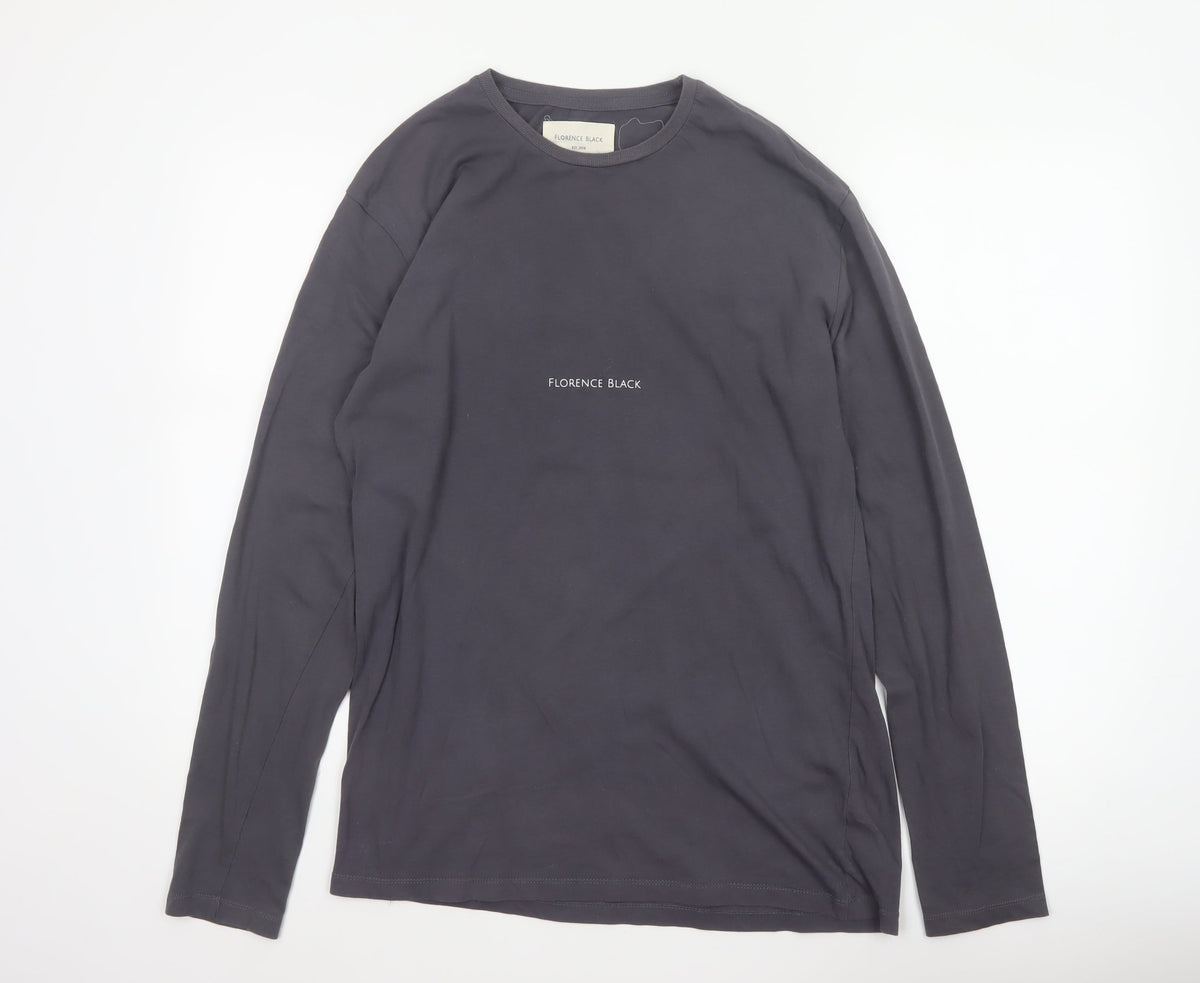 Florence Black Men’s Grey M Long Sleeve Logo Stretch T-Shirt