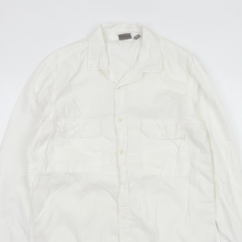 ASOS Men’s White M Cotton Long Sleeve Utility Button-Up Shirt 38-40