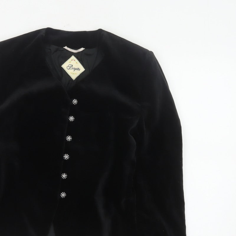 Birgitta Women’s Black UK 10 Cotton Velvet Blazer Formal 6 Button