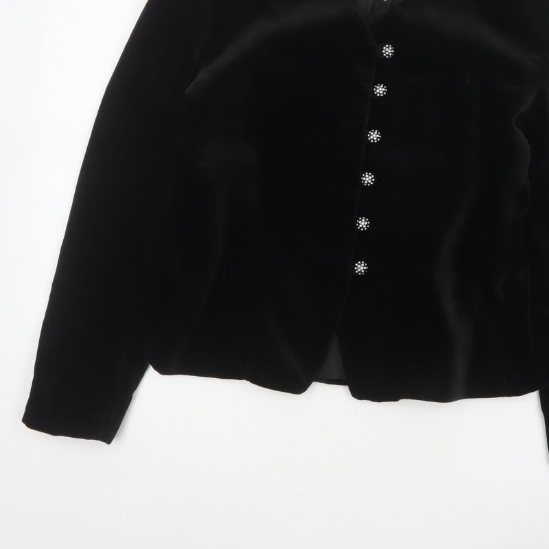 Birgitta Women’s Black UK 10 Cotton Velvet Blazer Formal 6 Button