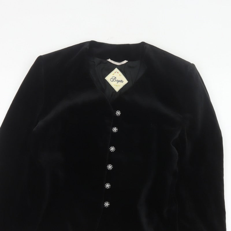 Birgitta Women’s Black UK 10 Cotton Velvet Blazer Formal 6 Button