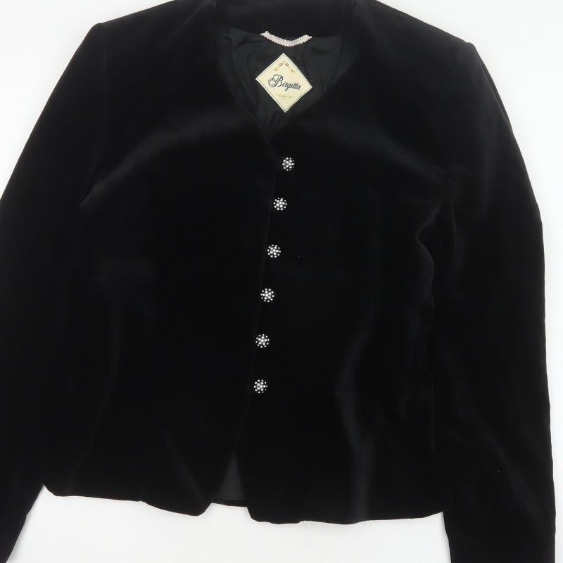 Birgitta Women’s Black UK 10 Cotton Velvet Blazer Formal 6 Button
