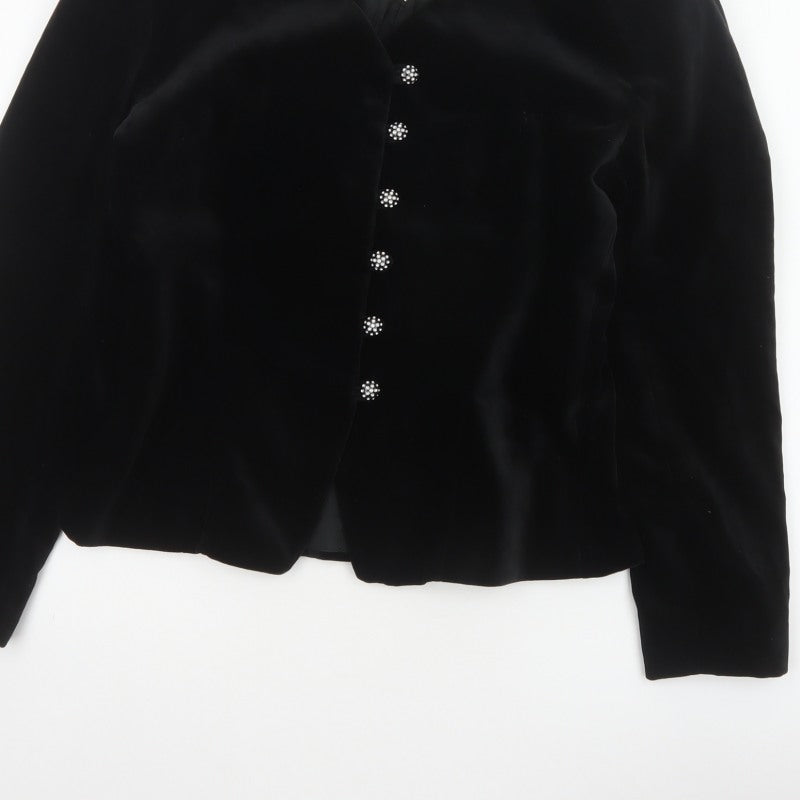 Birgitta Women’s Black UK 10 Cotton Velvet Blazer Formal 6 Button