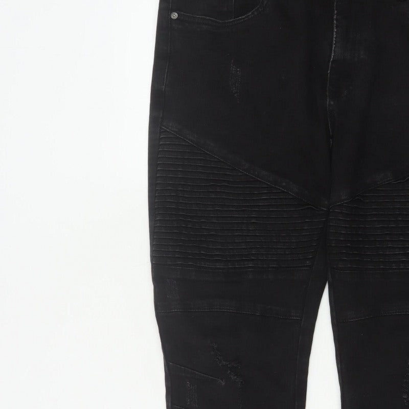 Additional view of Connor Men’s Black 32 Skinny Cuffed Distressed Biker Jeans